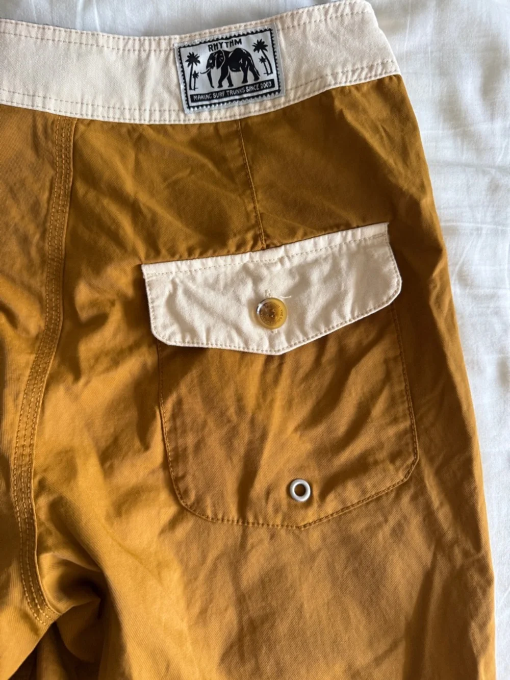 Rhythm Men's Heritage Boardshorts Dijon with Cream Waistband Size 28 Beach Surf